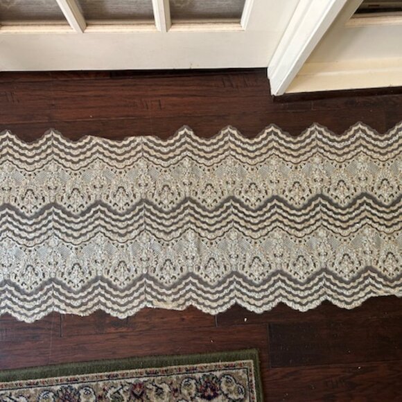 Fabric, remnant embellished with beads among lace. L56" W 21" - Picture 5 of 5